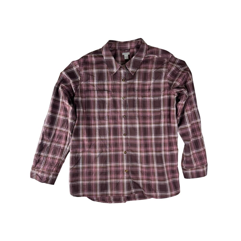 Women's Carhartt Button Down Shirt Size XXL (20) Roll-Tab Sleeves Pockets